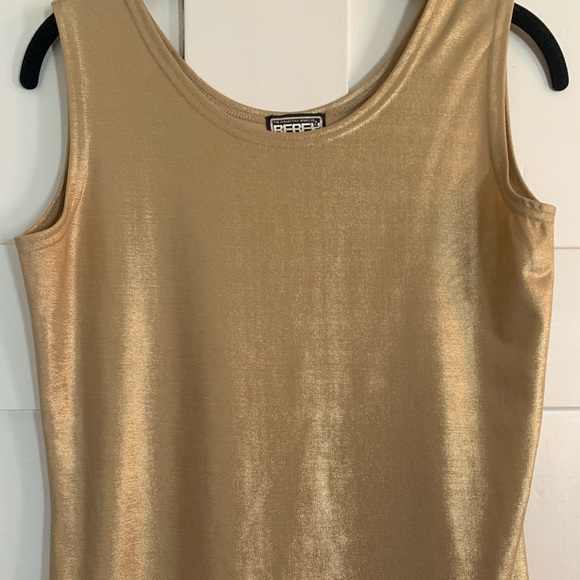COPY - BEREK collection-Gold shiny smooth sleeveless tank size M brand new no t… - Picture 1 of 4